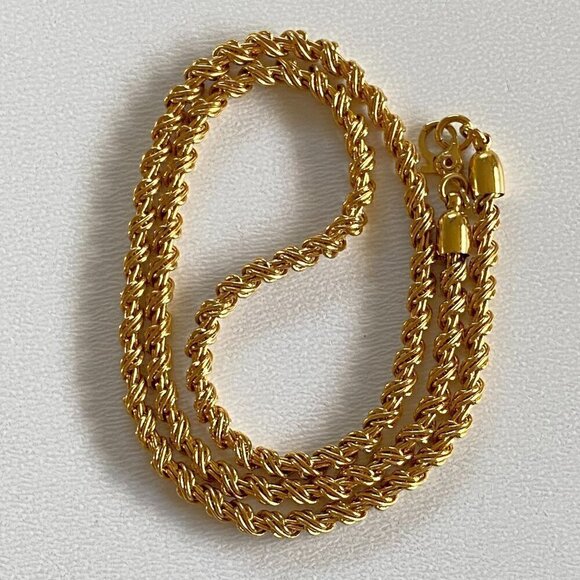 Monet Gold Tone Rope Twist Chian Choker Necklace 17.5"​​​​​​​​ - Picture 4 of 9